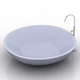 Round Bathtub With Sink 3d model