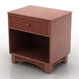 Nightstand Brown Wood With Drawer 3d model