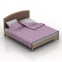 Double Bed With Pink Blanket 3d model
