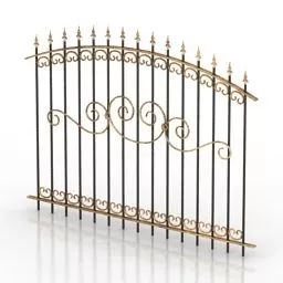 Steel Fence Golden Color 3d model