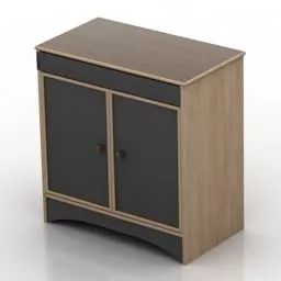 Side Locker Wood Finish 3d model