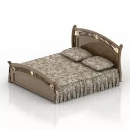 Vintage Bed With Old Blanket 3d model