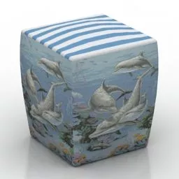 Blue Seat Upholstered With Texture 3d model