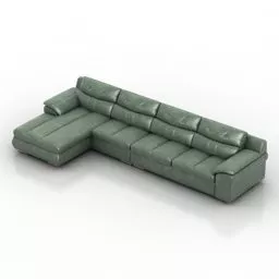 Leather Sectional Sofa Green Color 3d model