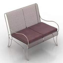 Leather Sofa White Brown Color 3d model