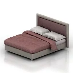 Double Bed Upholstered Modern Platform 3d model
