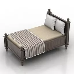 Bed Set Antique Platform 3d model