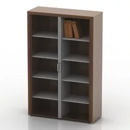 Bookcase Shelf Dark Wood Furniture 3d model