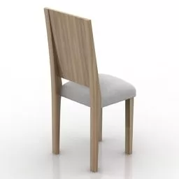 Wood Chair Grey Pad 3d model