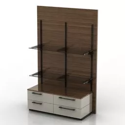Brown Mdf Wall Rack With Drawers 3d model
