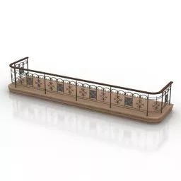 Antique Balcony Fence 3d model