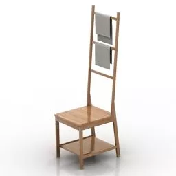 Decorative High Back Wood Chair 3d model