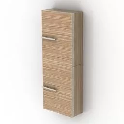Minimalist Locker Wooden With Brass Handle 3d model