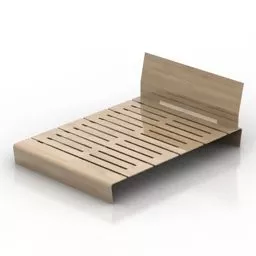Ash Wood Bed Modern Platform 3d model