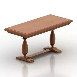 Antique Wood Table Dining Furniture 3d model