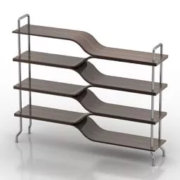 Simple Shelf With Books And Glass Vase Inside 3d model