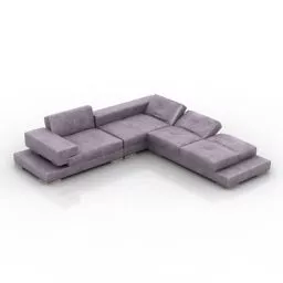 Set Of Realistic Sofa On Rug With Round Coffee Table 3d model