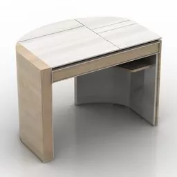 Wooden Half Round Table 3d model