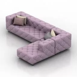 Grey Fabric Sofa Three Seats 3d model