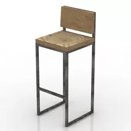 High Bar Chair Wooden Steel Frame 3d model