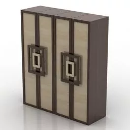 Brown Walnut Bedroom Wardrobe 3d model
