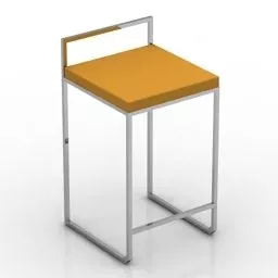 Chrome Bar Chair Curved Frame Back 3d model