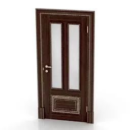 Antique Walnut Wood Door 3d model