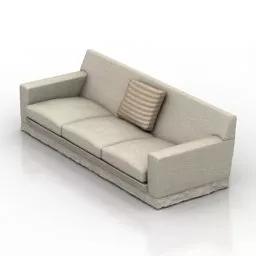 Red Leather Sofa With Square Table In Room 3d model