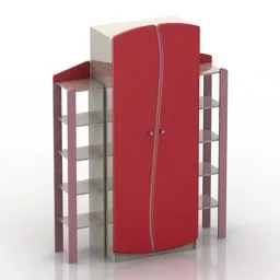 Simple Shelf With Books And Glass Vase Inside 3d model
