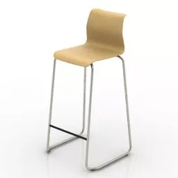 Chrome Bar Chair Curved Frame Back 3d model