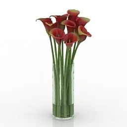 Flowers In Glass Vase 3d model