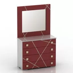 Red Wood Cabinet Rigged 3d model