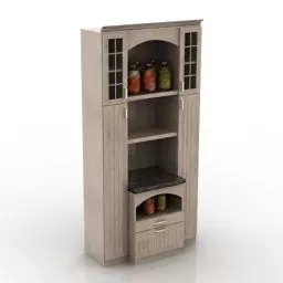 Kitchen Wall Locker With Kitchenware 3d model