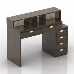 Round Desk Furniture With Teapot 3d model