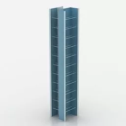 Yellow Wood Classic Bookcase Shelf 3d model