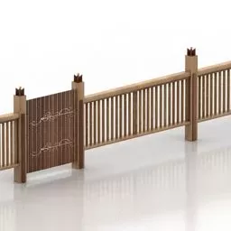 Wood Fence With Door 3d model