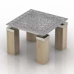 Modern Glass Table Thick Leg 3d model