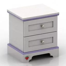Bedroom Nightstand White Painted 3d model