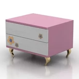 Children Room Nightstand Pink Color 3d model