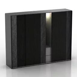 Black Wardrobe Minimalist With Lighting 3d model