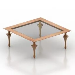 Square Glass Table Modernism Leg 3d model