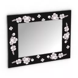 Mirror Black Frame With Decorative Pattern 3d model