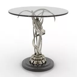 Round Glass Table With Iron Carved Leg 3d model