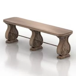 Waiting Bench Wooden Furniture 3d model