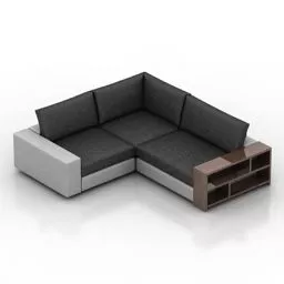Red Leather Sofa With Square Table In Room 3d model