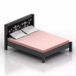Realistic Bed With Pillows And Blanket Full Set 3d model