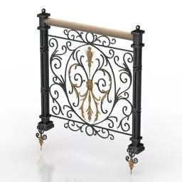 Carved Fence Wrought Iron Material 3d model