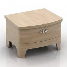 Low Nightstand Ash Wood With Drawer 3d model