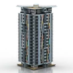 Apartment Building Square Shape 3d model