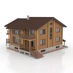 Wooden House Western Architecture 3d model